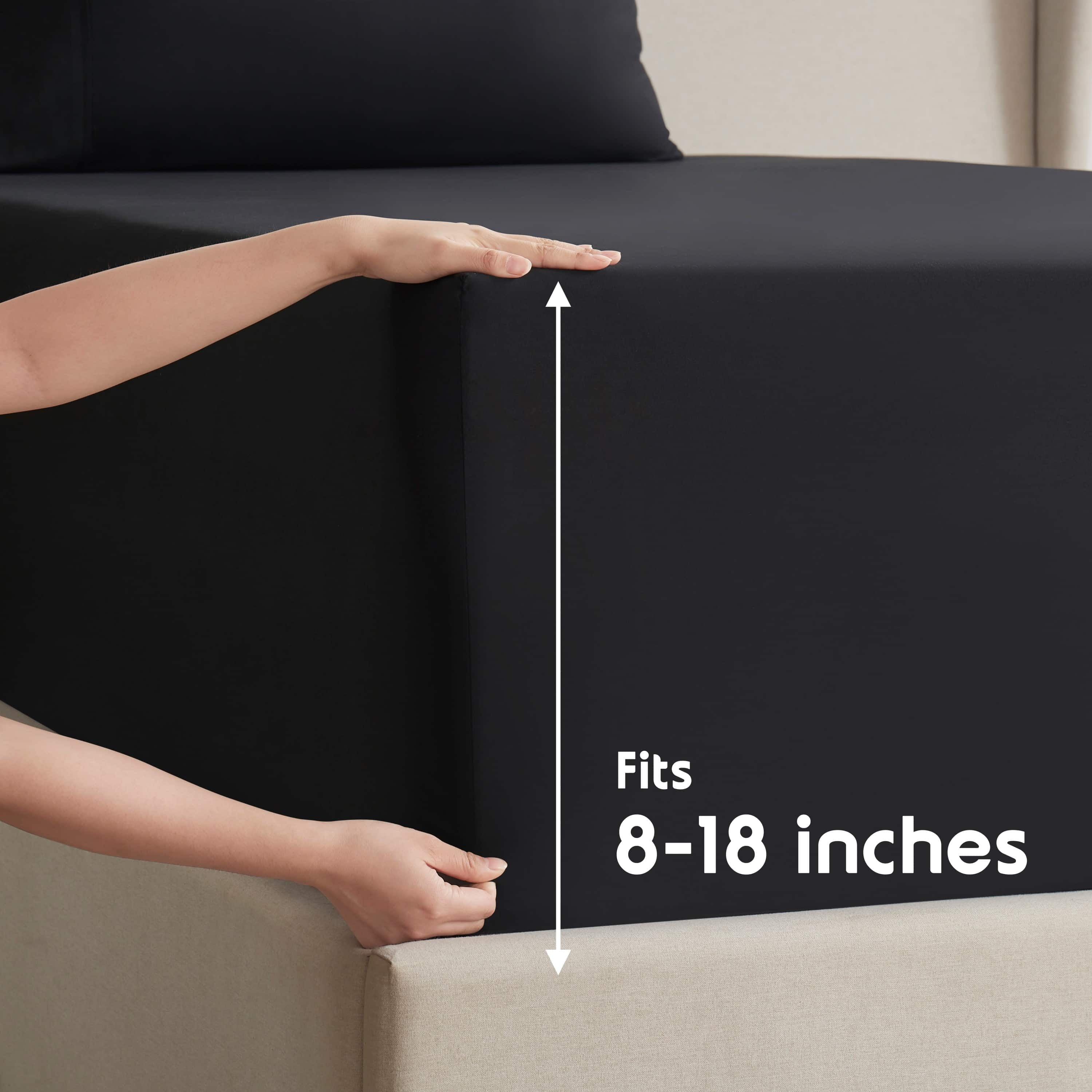 Lammaloe Full Size Sheets Set, Hotel Style Deep Pocket 4 Piece Bed Sheets, Luxury Soft Microfiber Sheet Sets, Black