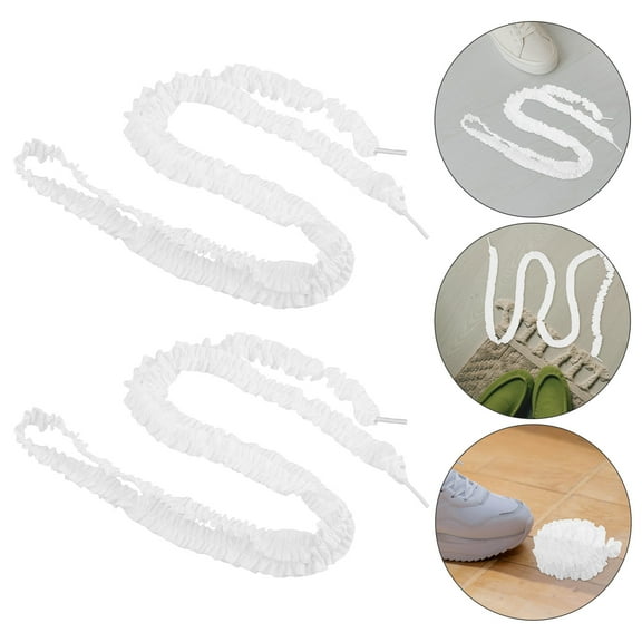 GOOHOCHY 2 Pairs Fungus Lace Shoelaces Ladies 138.00X1.50X0.30CM White