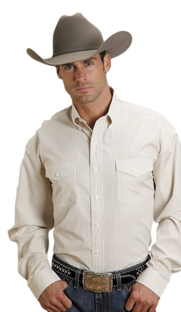 Stetson Western Shirt Mens Check Long Sleeve Gold 11-001-0578-0032 YE ...