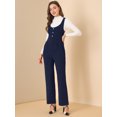 thumbnail image 3 of Mamelucos Casuales con Bolsillos Allegra K Pantalones de Pierna Ancha Mono de Punto Azul Marino XS, 3 of 6