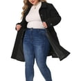 thumbnail image 5 of Agnes Orinda Women's Plus Size Coat Turndown Collar Single Breasted Warm Long Coats with Pocket 3X Black, 5 of 7