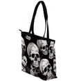 thumbnail image 3 of Skull Canvas Leather Mix Tote Bag with Twill, Sponge, and Jeanette Material | 30x10.5x39cm/11.8x4.1x15.4in Size, 3 of 5