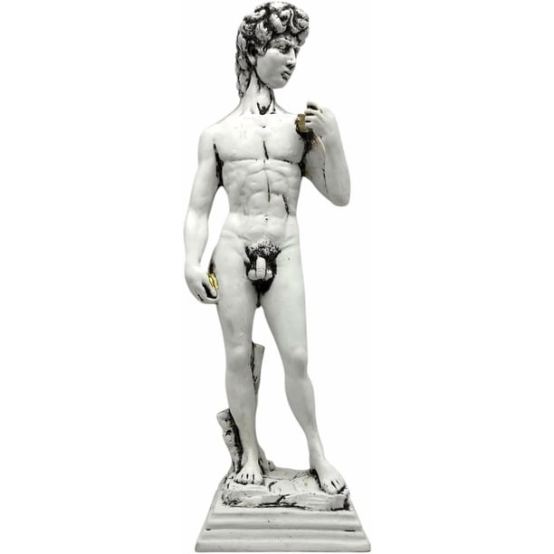 MORÍN Imágenes | Estatua decorativa El David | Escultura de resina |34 cm| Mármol blanco