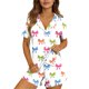 thumbnail image 5 of TaTaai Womens Button Down Pajama Set Soft Lightweight Short Sleeve Top Ruffle Shorts Notch Collar Elastic Waist Comfortable Sleepwear Loungewear For Spring Summer Daily Nightwear Gift, 5 of 7