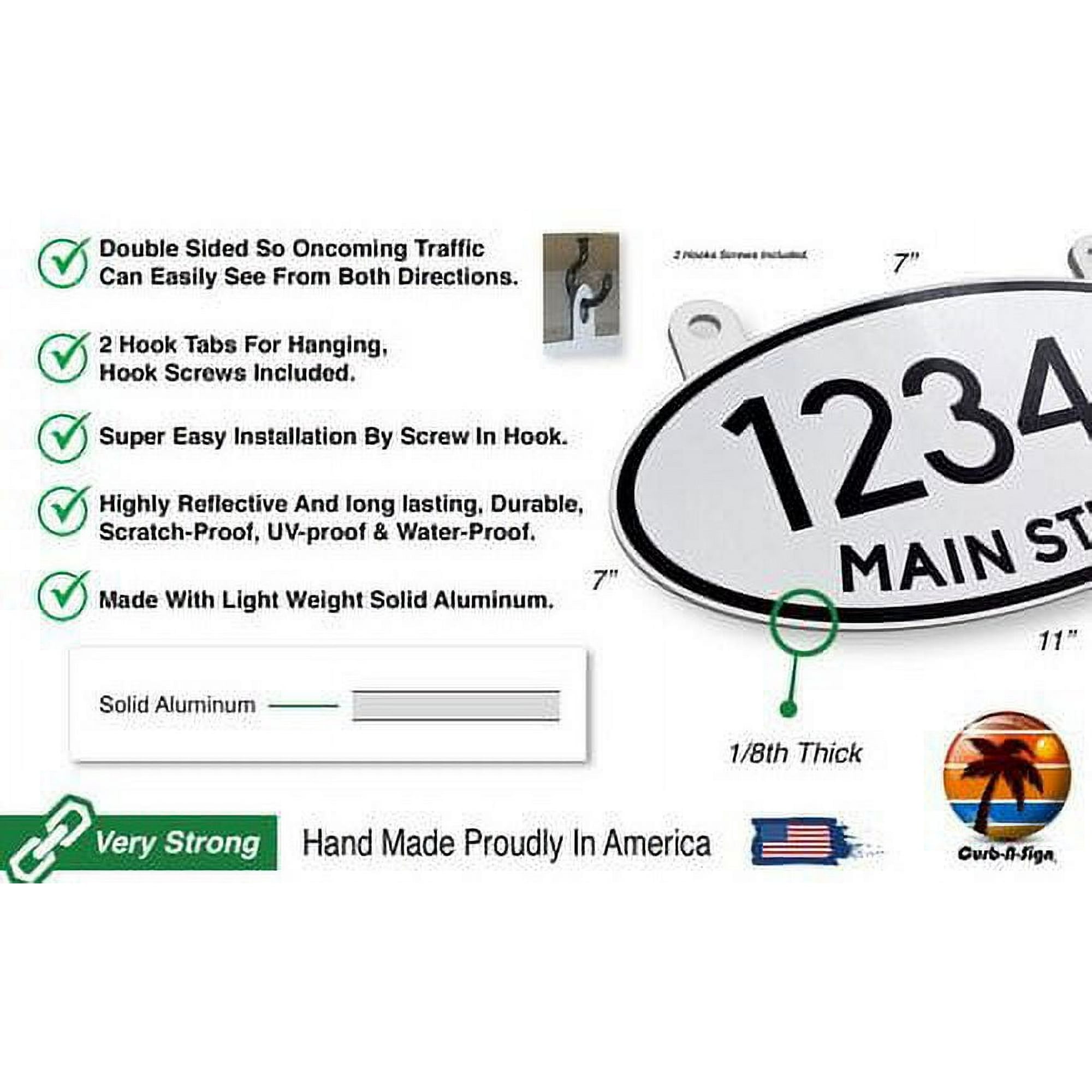 Hanging Mailbox Numbers, Super Reflective Customized Oval