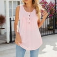 thumbnail image 4 of Summer 2025 Women's Tank Tops Sleeveless Round Neck Buttons Casual Loose Fit Solid Shirts Watermelon Red XL, 4 of 5