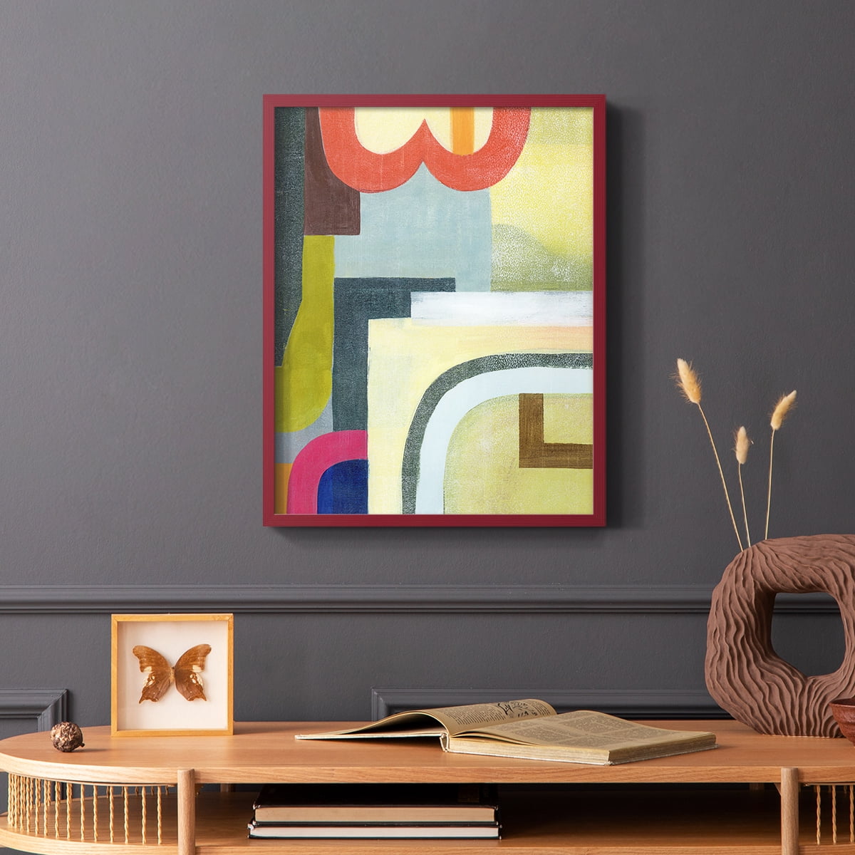 City of Rainbows II Framed Print in Red Solid Wood Framed Print No Nail Hanging