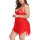 thumbnail image 5 of Ropa de dormir sexy para mujer T-thongs Malla Vestido de encaje floral Ropa de dormir, Rojo, 4XL Methold XX000049-01, 5 of 7