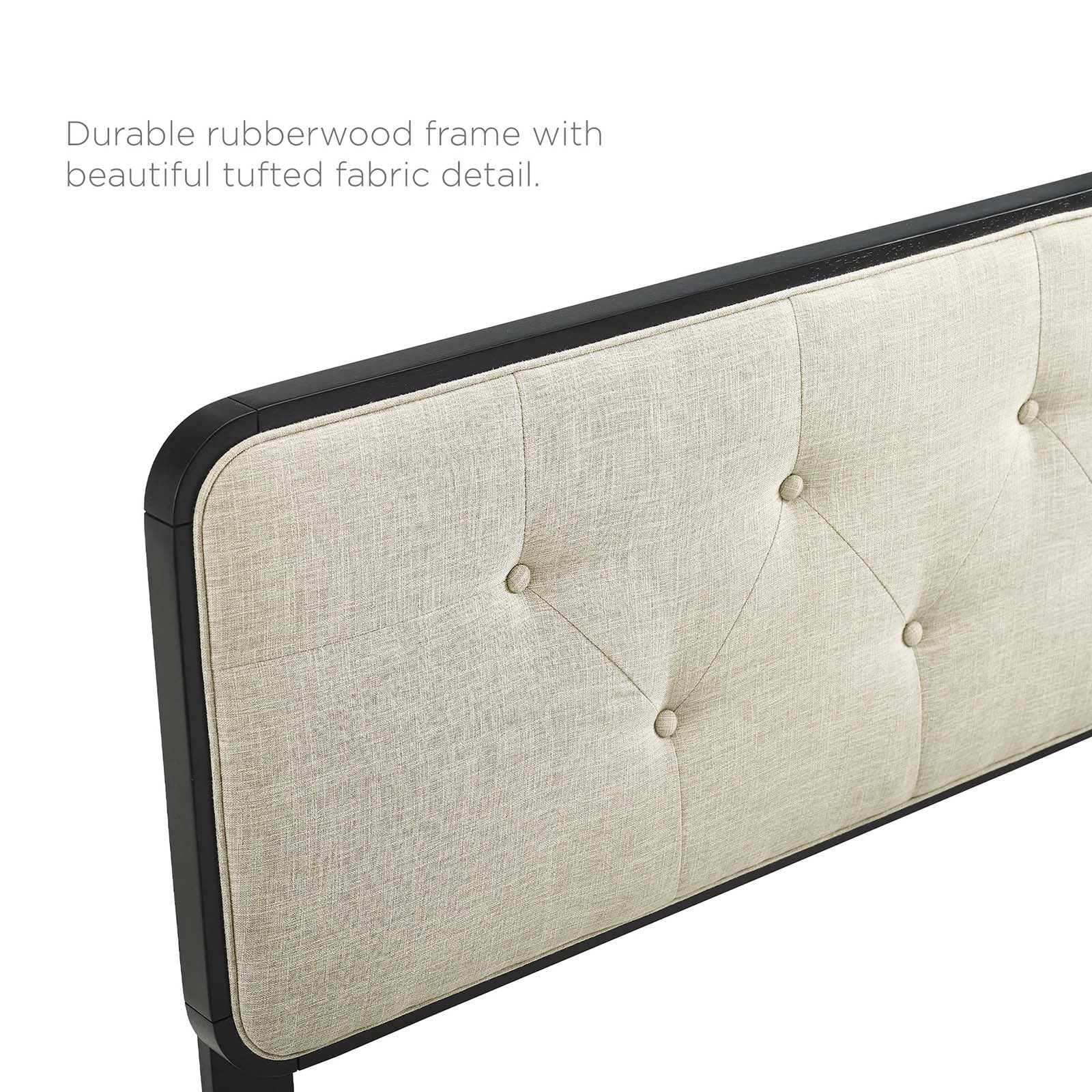 Tufted Headboard, Queen Size, Wood, Fabric, Black Beige, Modern Contemporary Urban Design, Bedroom Master Guest Suite