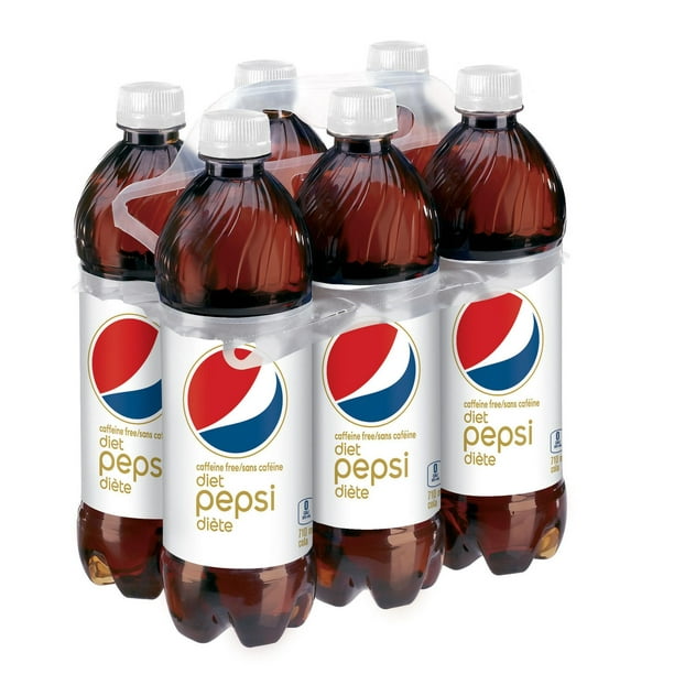 Boisson gazeuse Pepsi diète sans caféine, 710 mL, 6 bouteilles 6x710mL
