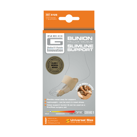 Neo G Slimline Bunion Support with Flexible Metal Stay, Breathable Material, Lightweight Design FSA/HSA Eligible