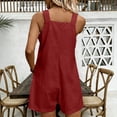 thumbnail image 6 of Rompers for Women Sleeveless Solid Color Jumpsuits for Women Button Down Cotton Summer Shorts Vacation Outfits Red, 6 of 6