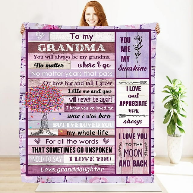 LHSHID Gifts for Grandma Grandma Blanket Grandma Birthday Gifts Christmas Grandma Gift Ideas for Grandma Soft Cozy Flannel Throw Blanket Grandma Gifts from Grandchildren 40"x50"