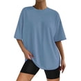 thumbnail image 1 of MPWEGNP T-Shirt Ample à Manches Courtes Col Rond pour Femmes Été Décontracté T-Shirt Bleu2 S, 1 of 3
