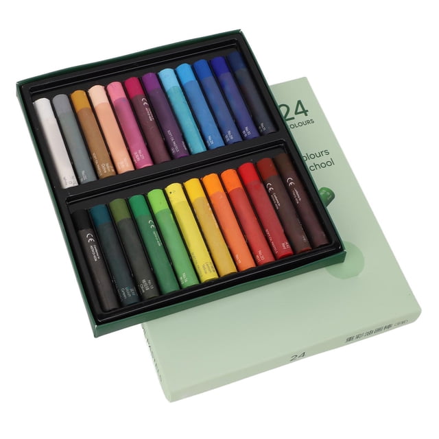 Oil Crayons, Oil Pastels Multi Purpose High Safety Medium Soft for Crafting 24 Colors