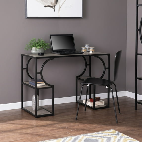 SEI Tybel Transitional style Writing Desk w/ Storage in Natural and black finish