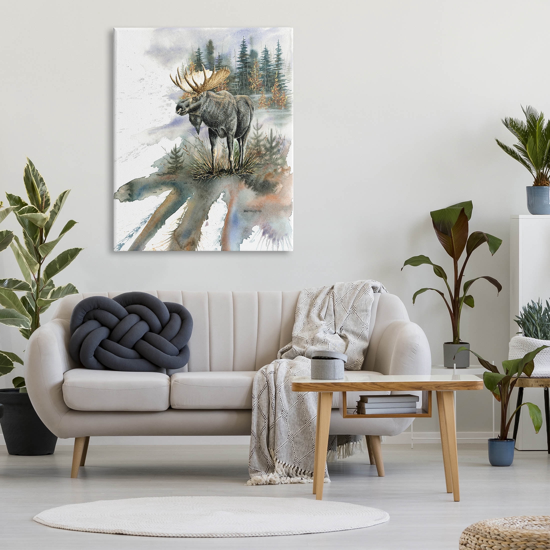Moose Distant Forest Arrangement Animals & Insects Graphic Art Gallery Wrapped Canvas Print Wall Art