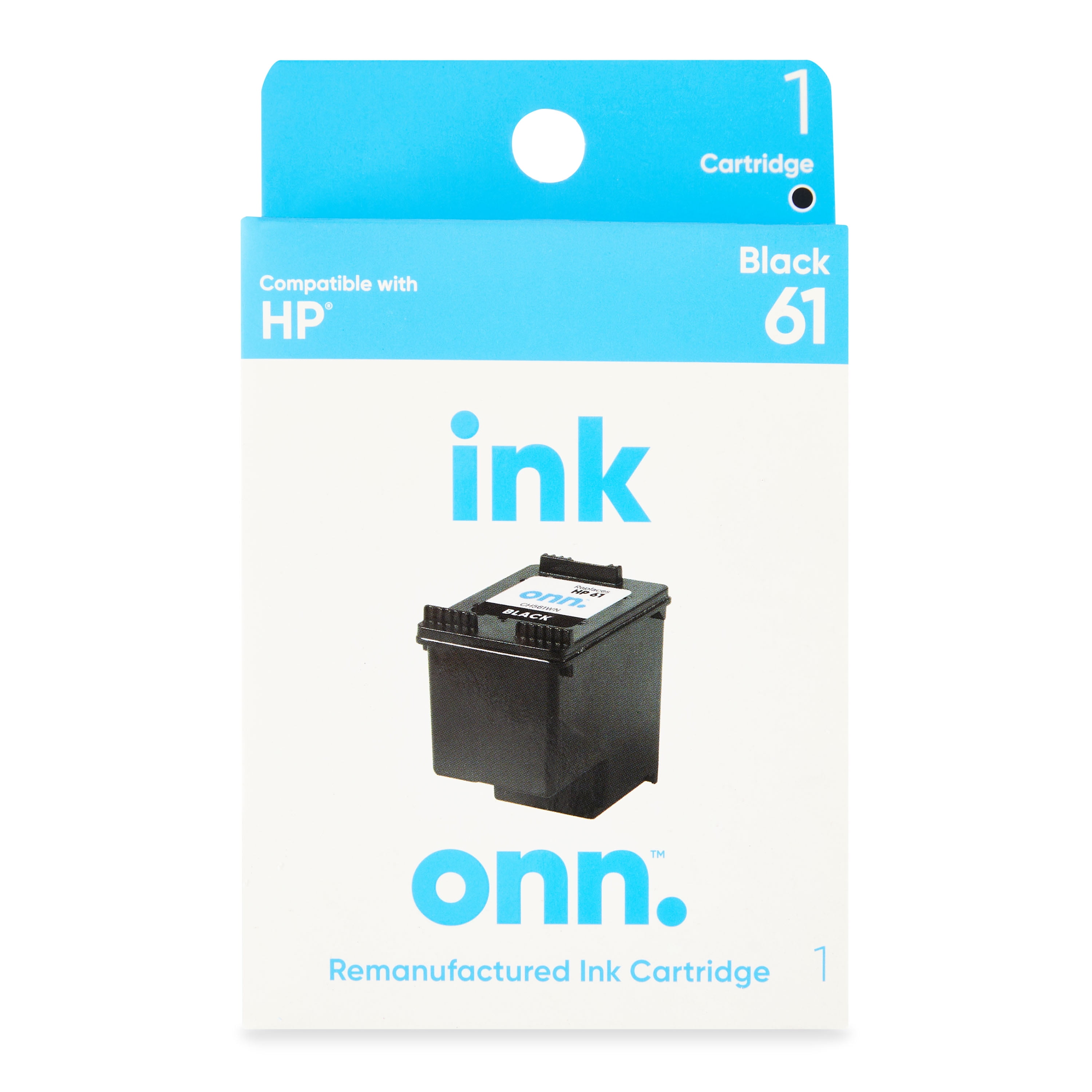 onn. Remanufactured Ink Cartridge, HP 61 Black