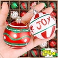thumbnail image 2 of 6/24 piezas de adornos de bolas de Feliz Navidad, bolas pintadas para árbol de Navidad, colgantes para colgar, decoración para fiestas de Año Nuevo, suministros para festivales, 2 of 5