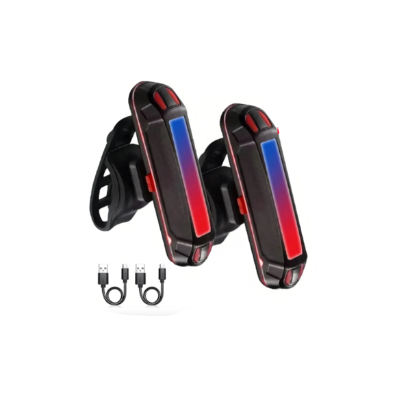2pz Luces Usb Recargable Led Estrobo Para Bicicleta 5 Modos Malubero Negro