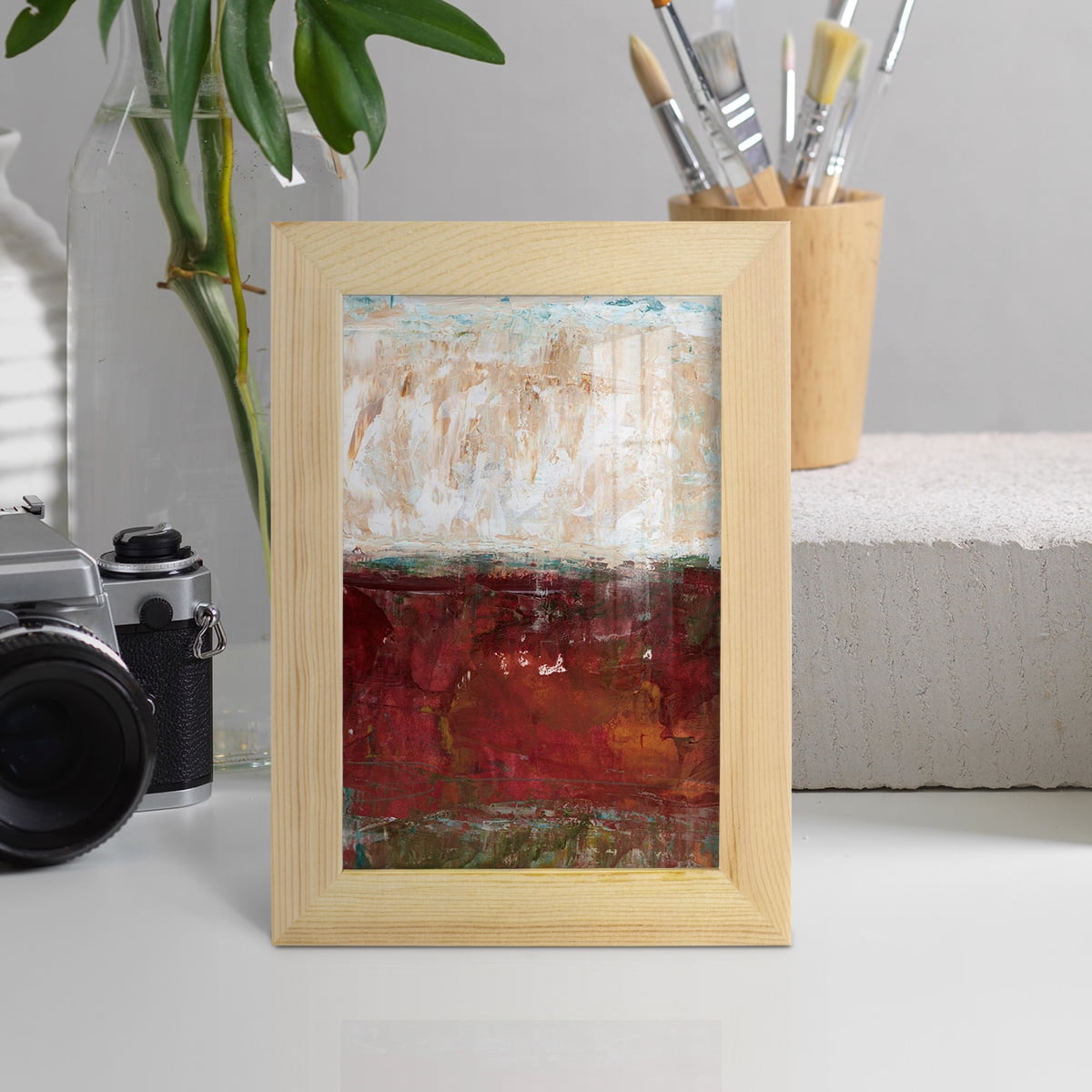 August Horizon II -Framed Print w/glass-Natural Wood