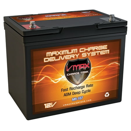 VMAX MR107-85 12V 85AH AGM Deep Cycle Marine Battery for MotorGuide R3-55 Hand Control Transom Digital 09MT 12V 55lbs Trolling