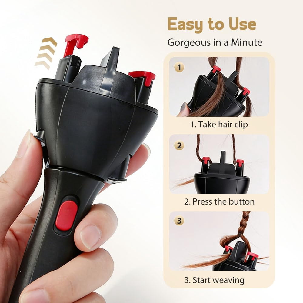 Automatic Hair Braider, Auto Smart DIY Hair Styling Tools, Electric Quick Twister and Braider Machine, Battery Powered for DIY Hair Tangling Styling