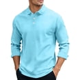 thumbnail image 3 of Men's and Big Men's Polos Shirts Solid Color Button Turndown Collar Pullover Top for Daily Work Wear, 3 of 7