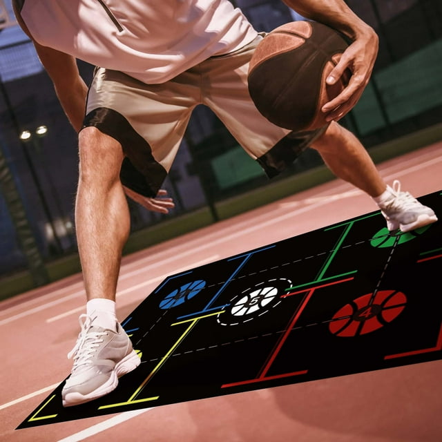 Yhmxh Sports and Outdoors Basketball Training Mat Mute Rubber Basketball Footstep Mat Non-Slip Basketball Training System For Home Kids Training A Map