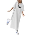 thumbnail image 1 of Vestido holgado informal de verano con estampado floral para mujer - Vestido largo tipo camiseta de manga corta, ligero, para todas las ocasiones, 1 of 4