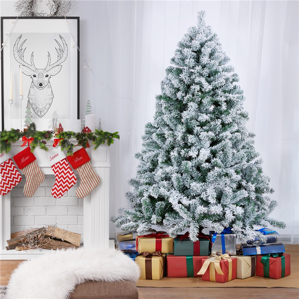 Renwick 6 Ft Frosted Artificial Christmas Tree with Stand, Green