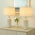 thumbnail image 2 of COTULIN 23" Modern Ceramic Table Lamps Set of 2 for Living Room, Bedroom, Farmhouse Vintage Desk Lamps with White Linen Shade, Rustic Bedside Lamps for Nightstand Home Office End Table Dorm, 2 of 8