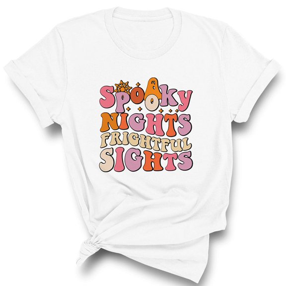 Spooky Nights Frightful Sights Shirt Unisex Large White