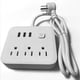 thumbnail image 4 of Regleta de enchufes múltiple con 3 tomas de corriente alterna y 3 puertos USB – Regleta compacta de viaje para el hogar, la oficina y el hotel, protector contra sobretensiones con cable largo, 4 of 6