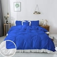 thumbnail image 1 of 5 Piece Pinch Ruffle Duvet Cover Set, Extra Soft, Luxury,100% Egyptian Cotton, Zipper Closure and Quilts Cover Set, Cool and Breatheable Bedding Sets Royal Blue and White Solid, Over Size Queen Size., 1 of 4