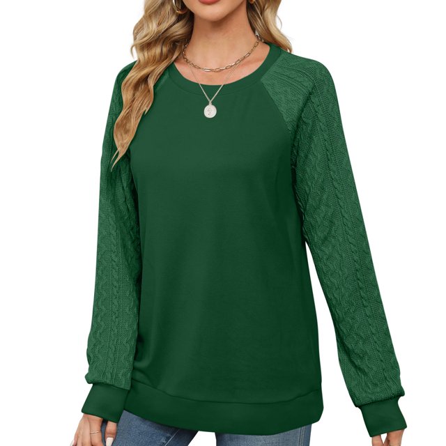 SDNall Hauts à Manches Longues pour Femmes Mode Unie Col Rond Pull Manches Longues