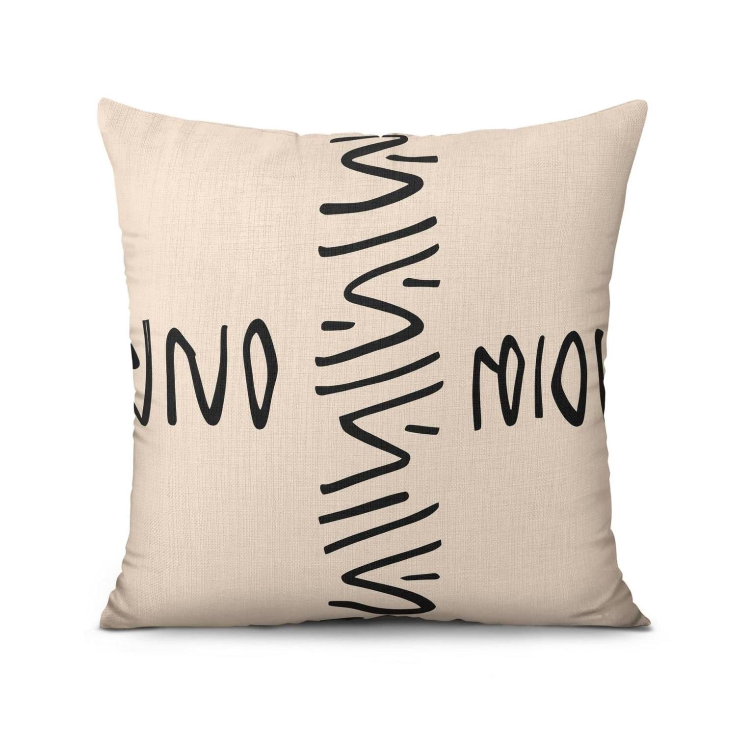 Black and White Geometric Lines Of Borders Decor Throw Pillow Covers 16 X 16 Inch, Set Of 4, Linen Study Sofa Cushion Cover Indoor Living Room Home Decor