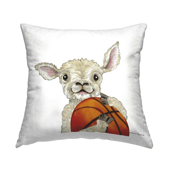 Stupell Industries Sheep with Basketball Decorative Printed Throw Pillow Design by Sharon Kuplack