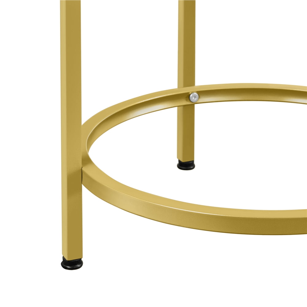 Alden Design Round Metal End Table with Glass Top for Livingroom, Gold