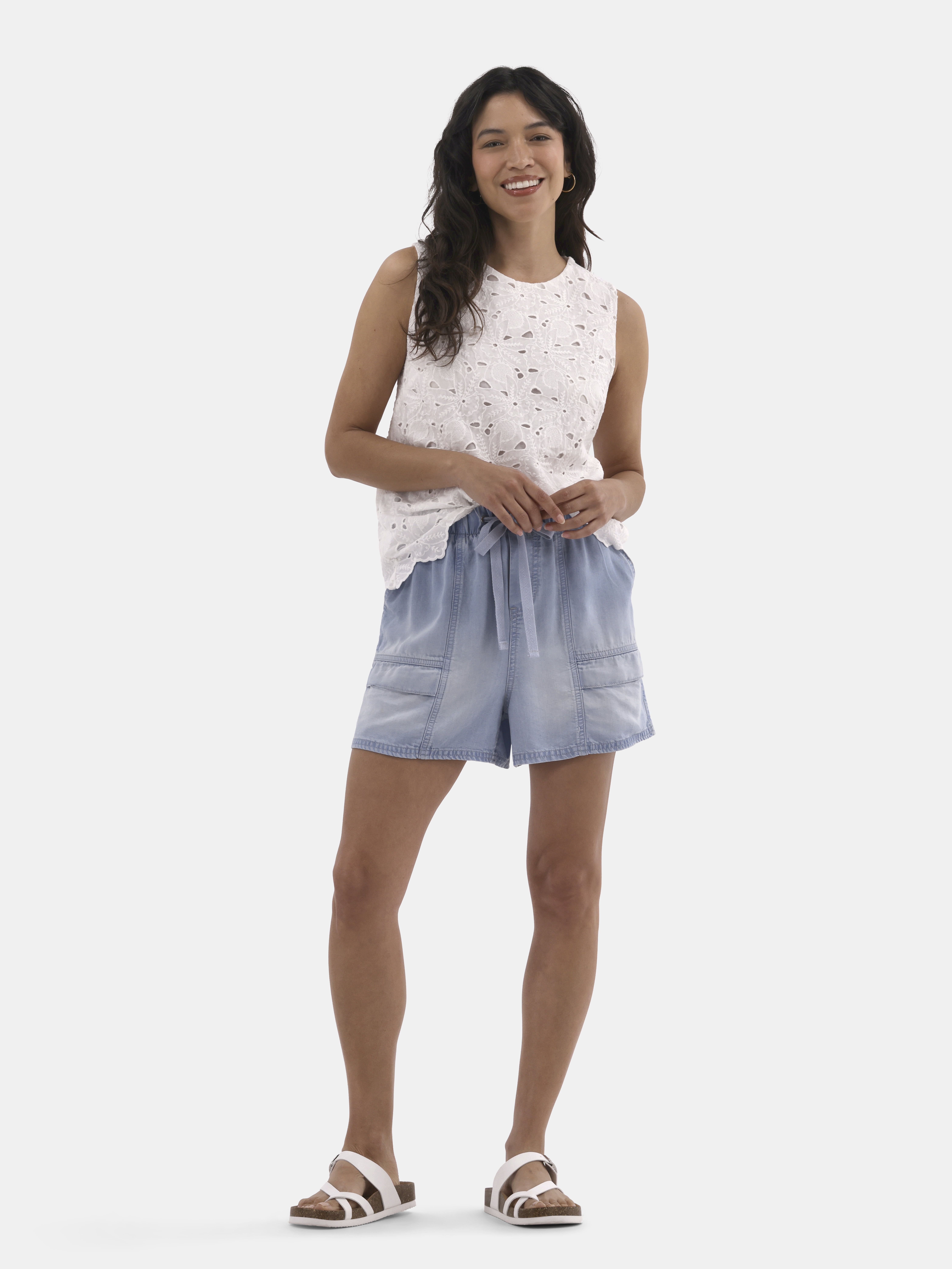 Time and Tru Women's Eyelet Embroidery Top, Sizes XS-XXXL