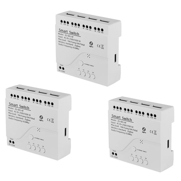 3X Módulo de Interruptor Inteligente Tuya ZigBee de 4 Canales RF433 Automatización del Hogar Inteligente Disyuntor DIY Relé Inalámbrico Control de Voz