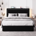 thumbnail image 2 of Einfach Queen Size Lift Up Hydraulic Bed Frame, Upholstered Velvet Storage Adjustable Headboard with LED Light and Built-in Charging Station, Black, 2 of 9