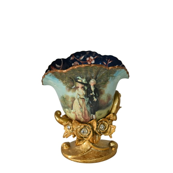 Blossoming Resin Vase with Mr. William Hallett Design Size: 9" x 8" x 12"H