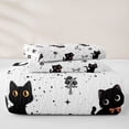 thumbnail image 5 of jejeloiu Black Cat Ribbon Bow Twin Quilt Set Kids,White Floral Print Twin Coverlet Set,2pcs, 5 of 7