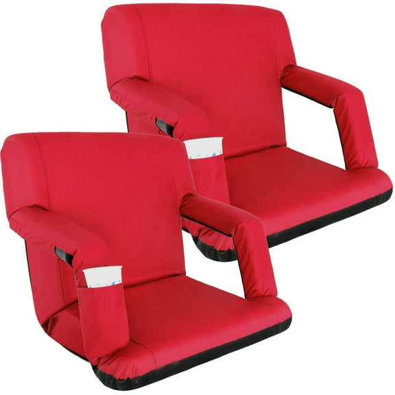 LKUPM 2PCS Wide Stadium Seat for Bleachers, Reclining Stadium Chair with Back Cushion, Comfortable Red Seat for Sports Events
