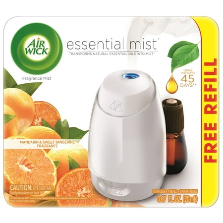 Air Wick Essential Mist Fragrance Oil Diffuser Kit (Gadget + 1 Refill), Mandarin & Sweet Tangerine, Air (Best Scent Diffuser For Home)