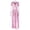 Pink, variant on Women's Floral Print V-Neck & Lace-up Decoration Short Puff Sleeve Pleated A-Line Long Dress