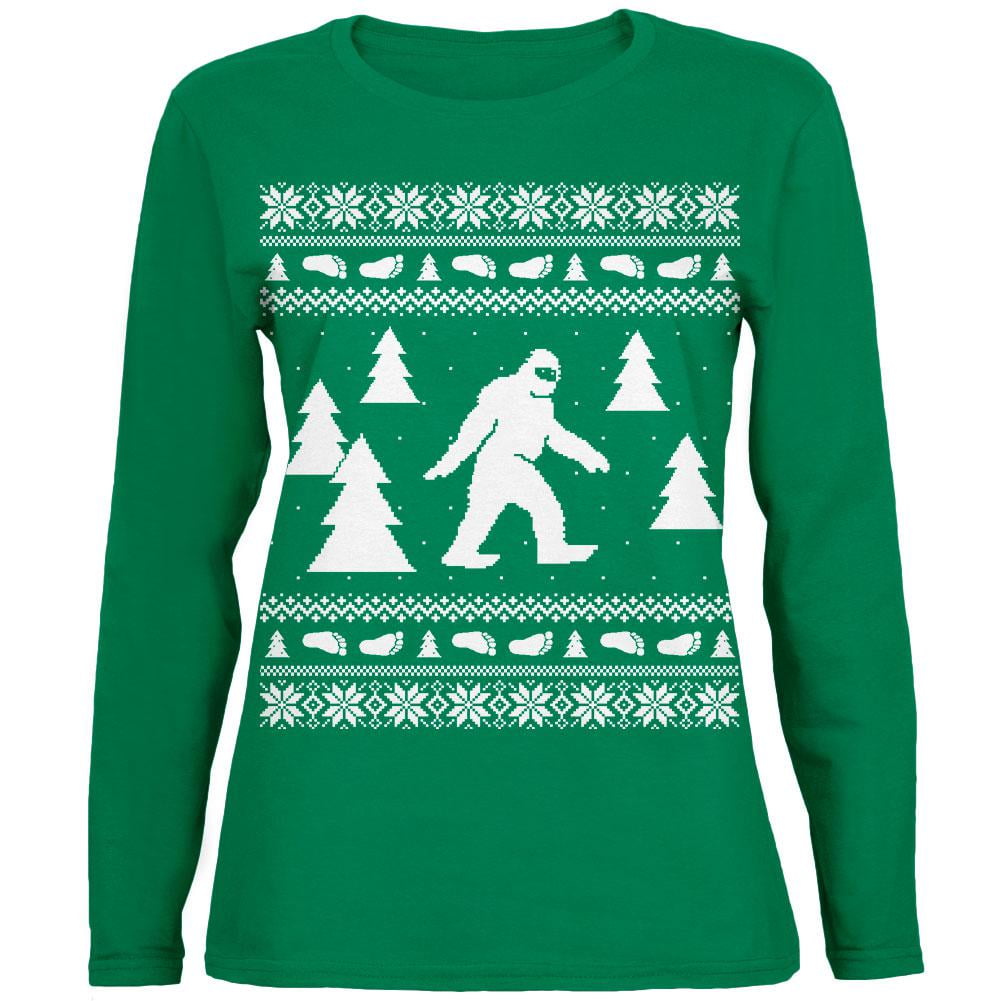 Sasquatch Ugly Christmas Sweater Green 