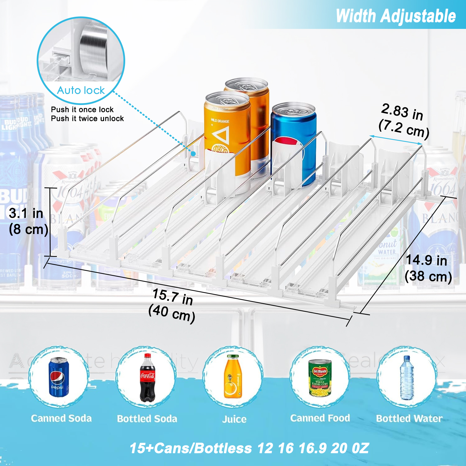YUSS Drink Organizer for Fridge Soda Can Dispenser for Refrigerator, Automatic Drink Dispenser for Fridge Holds up to 25 Cans,Self Pushing, 5 Pack,White
