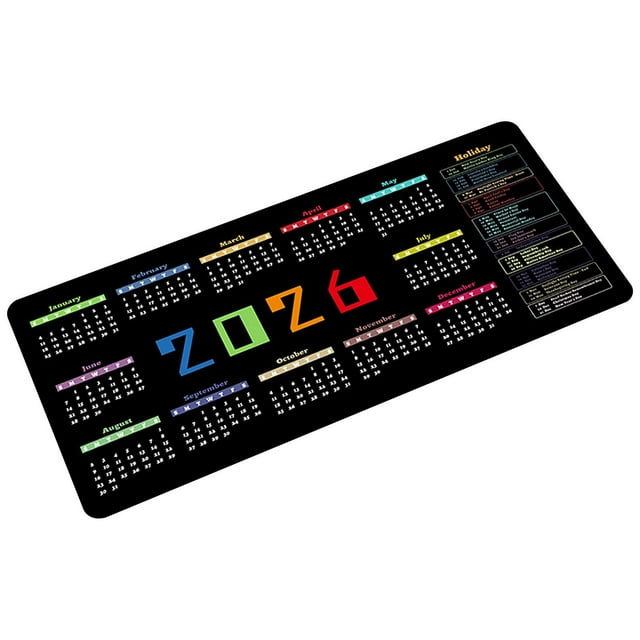 Fasiaou Mouse Pad 2026 Calendar Stitched Edge,Computer Mouse Pads Calendars Non-Slip Rubber Desk Mat Mousepad Gaming Office Keyboard Mat,E